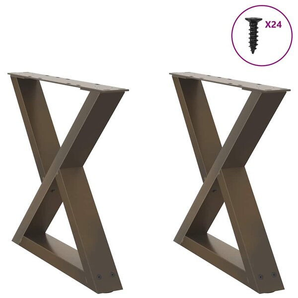 vidaXL Pieds de table basse 2 pièces Acier naturel 60 x (42-43 3) cm Acier