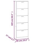vidaXL Armoire à chaussures Noir 59x17x169 cm Bois d'ingénierie