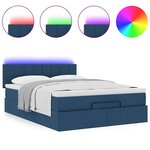 VidaXL Cadre de lit ottoman avec matelas bleu 140x200 cm tissu