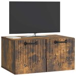 vidaXL Meuble TV mural Chêne fumé 59 5 x 41 x 30 cm Bois d'ingénierie