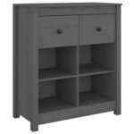 vidaXL Buffet Gris 70x35x80 cm Bois massif de pin