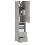 vidaXL Buffet haut Gris béton 34 5x34x180 cm Bois d'ingénierie