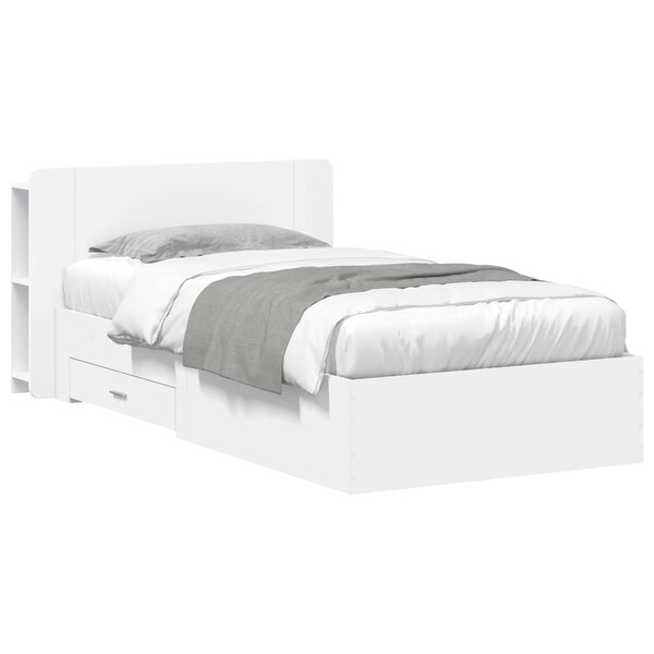vidaXL Cadre de lit avec rangement Blanc 80 x 200 cm Bois d'ingénierie