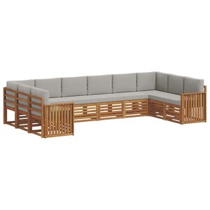 vidaXL Ensemble de canapé d'angle 10 Pièces Gris Naturel et Clair