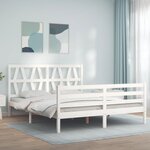 vidaXL Cadre de lit avec tête de lit blanc King Size bois massif