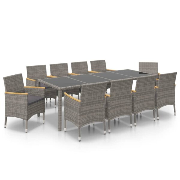 vidaXL Ensemble à manger d'extérieur 11 Pièces coussins Résine tressée