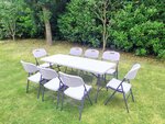 Ensemble table de jardin pliante + 8 chaises pliantes " foldy" - blanc