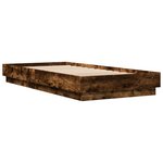 vidaXL Cadre de lit avec lumières LED chêne fumé 100x200 cm