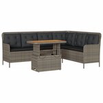vidaXL Salon de jardin 2 Pièces avec coussins Gris Résine tressée