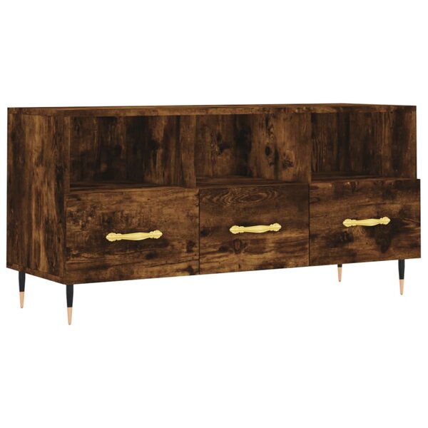 vidaXL Meuble TV chêne fumé 102x36x50 cm bois d'ingénierie
