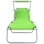 vidaXL Chaises Longues Pliantes 2 Pièces avec Auvent Vert Tissu Oxford 600D