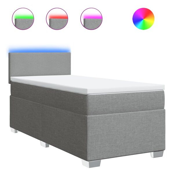 vidaXL Sommier à lattes de lit avec matelas Gris clair 100x200cm Tissu