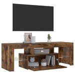 vidaXL Meuble TV avec lumières LED chêne fumé 120x35x40 cm