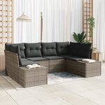 vidaXL Ensemble de canapé de jardin 6 pièces avec coussins gris en poly rotin