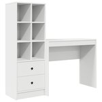 vidaXL Bureau blanc en bois d'ingénierie avec rangement