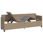 vidaXL Chaise longue avec coussins beige résine tressée