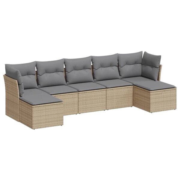vidaXL Salon de jardin avec coussins 7 Pièces gris clair résine tressée