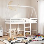 vidaXL Lit superposé avec échelle et toit sans matelas blanc 90x190 cm