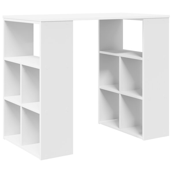 vidaXL Bureau d'Angle Blanc Blanc MDF Moyen Rangement