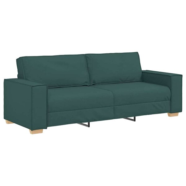 vidaXL Sofa 3 places avec coussin Vert foncé 220 x 78 x 84 cm tissu