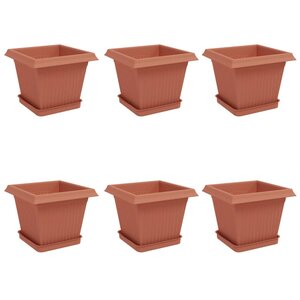 vidaXL Pots de plantes 6 Pièces Rouge brique 20 x 20 x 16 cm Plastique