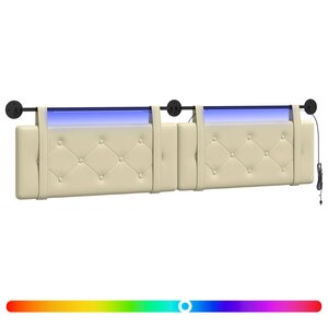 vidaXL Tête de lit suspendue Avec lumière LED Crème Simili cuir