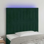 vidaXL Tête de lit à LED Vert foncé 90x5x118/128 cm Velours