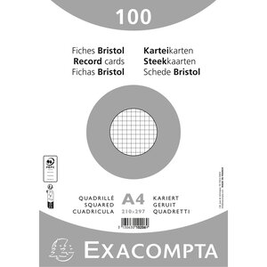 Paquet 100 Fiches Sous Film - Bristol Quadrillé 5x5 Non Perforé 210x297mm - Blanc - X 10 - Exacompta