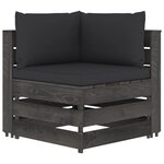 vidaXL Canapé de jardin 3 places avec coussins Bois imprégné de gris
