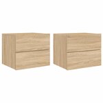 vidaXL Tables de chevet murales avec lumières LED 2 Pièces chêne sonoma