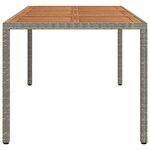 vidaXL Table de jardin 190x90x75 cm Résine tressée/bois d'acacia Gris