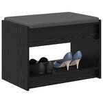 vidaXL Banc d'entrée avec coussin Chêne Noir 63 x 38 x 45 cm