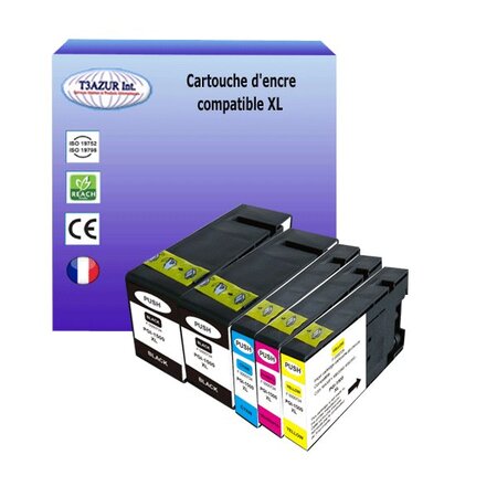 5 Cartouches compatibles avec Canon PGI1500XL  (1Bk/1C/1M/1Y) - T3AZUR