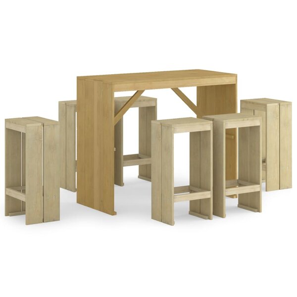 vidaXL Meubles de bar de jardin 7 Pièces Bois de pin imprégné