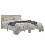 vidaXL Cadre de lit chêne sonoma 140x190 cm bois d'ingénierie et métal