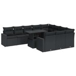 vidaXL Salon de jardin 11 Pièces avec coussins noir résine tressée