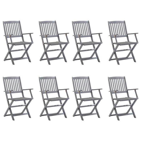 vidaXL Chaises pliables d'extérieur lot de 8 et coussins Bois d'acacia