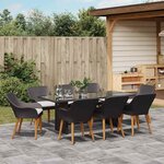 vidaXL Ensemble de salle à manger pour jardin 9 Pièces Noir polyrotin