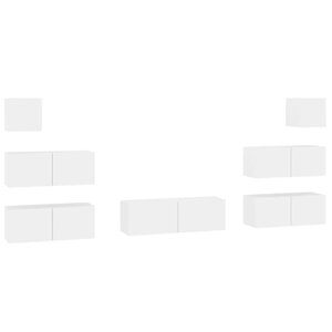 vidaXL Ensemble de meubles TV 7 Pièces Blanc Bois d'ingénierie