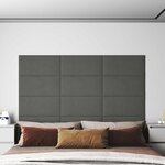 vidaXL Tête de lit murale 12 Pièces Gris foncé Velours