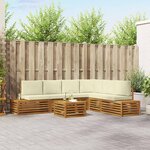 vidaXL Ensemble de canapés d'extérieur 7 Pièce Naturel et Crème