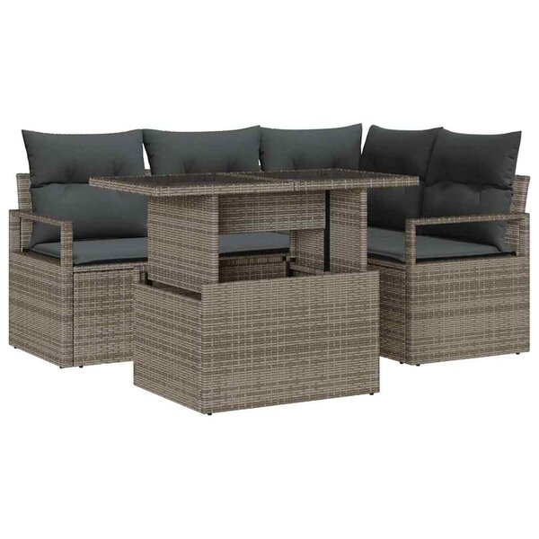 vidaXL Ensemble de canapé de jardin 5 pc Gris Poly rotin
