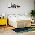 vidaXL Sommier à lattes de lit avec matelas Crème 140x200 cm Tissu