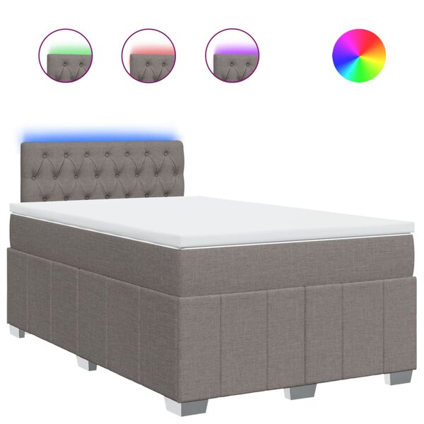 vidaXL Sommier à lattes de lit avec matelas Taupe 120x200 cm Tissu