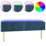 vidaXL Tête de lit à LED Bleu foncé 183x16x78/88 cm Velours