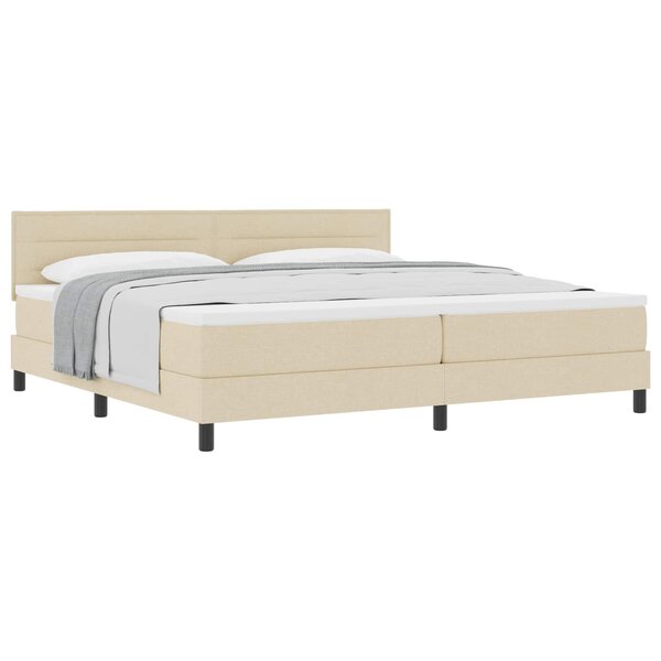 vidaXL Lit à ressorts avec tête de lit Crème 200 x 200 cm tissu