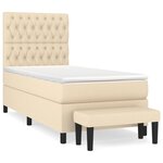vidaXL Sommier à lattes de lit avec matelas Crème 100x200 cm Tissu