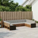 vidaXL Ensemble de canapés d'extérieur 9 Pièces Naturel et gris clair
