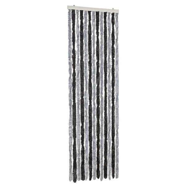 vidaXL Rideau anti-mouches gris et noir 56x185 cm chenille