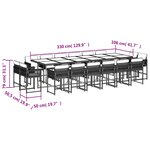 vidaXL Ensemble à manger de jardin et coussins 17 Pièces marron rotin